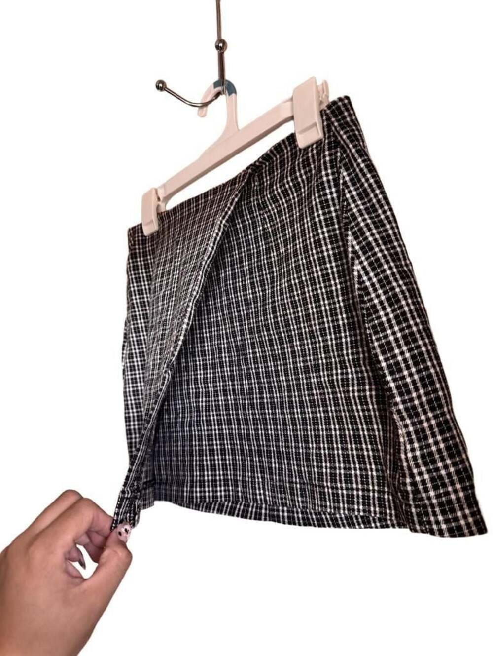 Black and White Plaid Mini Skirt